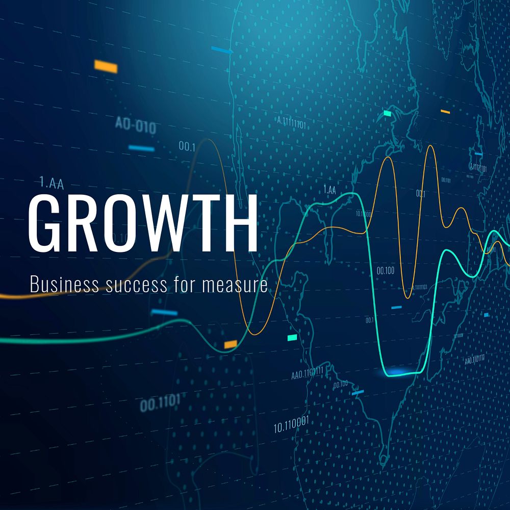 Analytical graph Instagram post template, editable business growth design