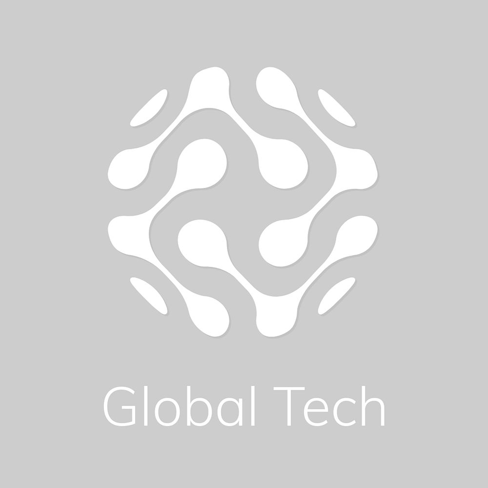 Global tech logo template, editable digital design