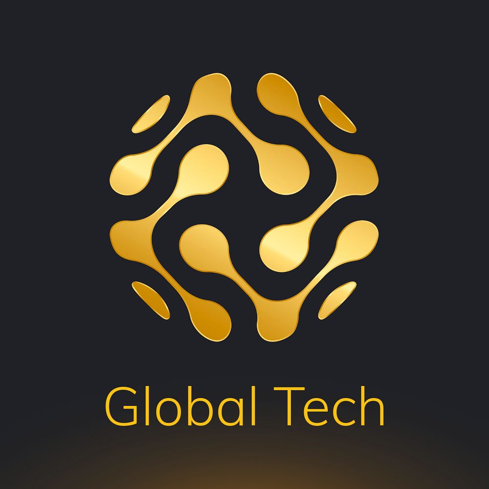 Gold technology logo template, editable digital design