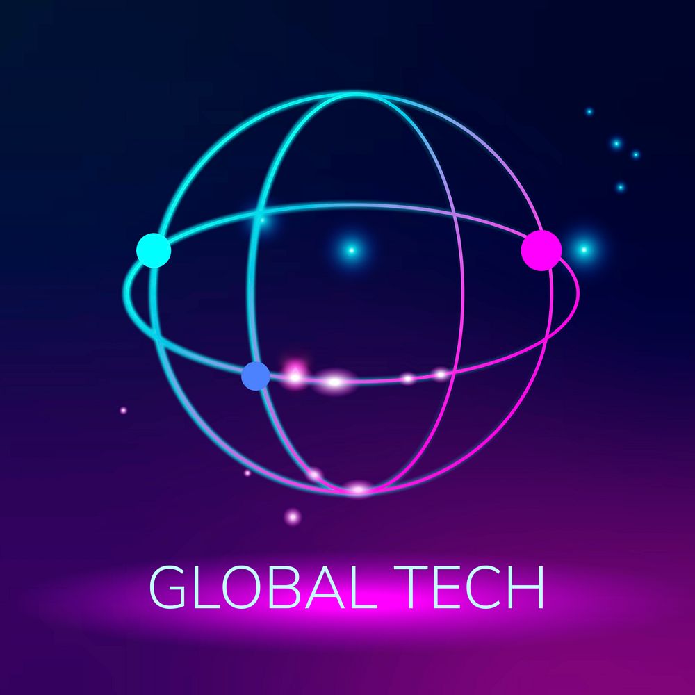 Gradient globe logo template, editable technology design