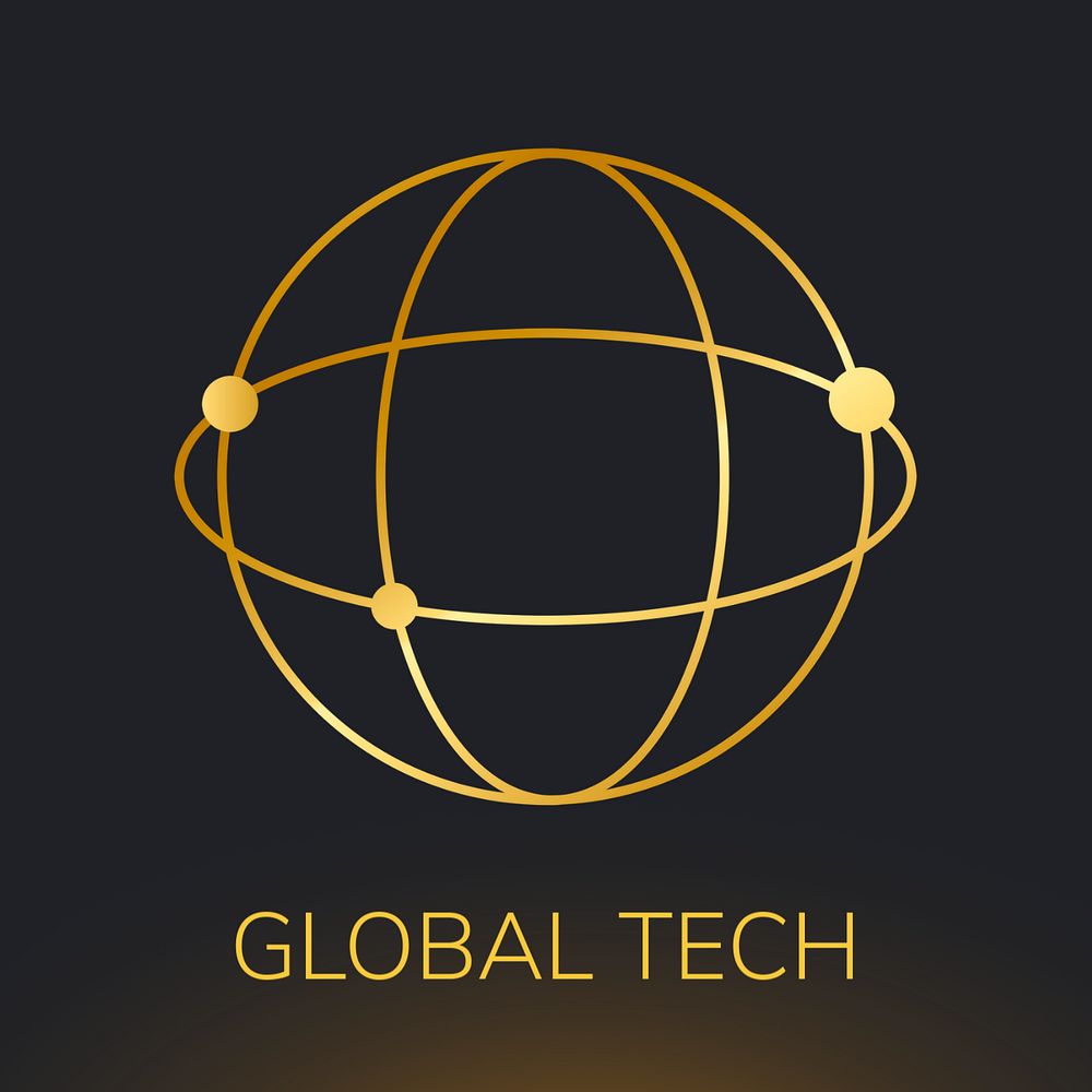 Gold grid globe logo template, editable digital technology design