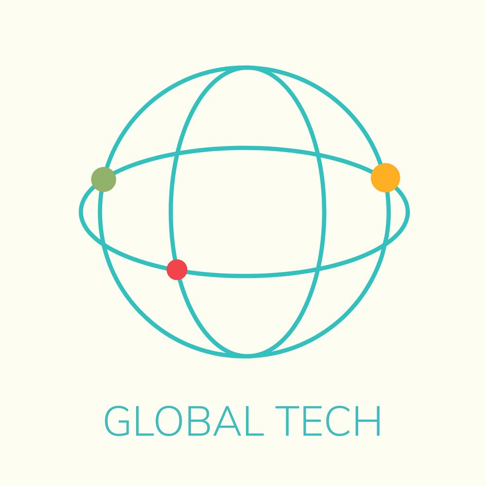 Global tech logo template, editable grid globe design