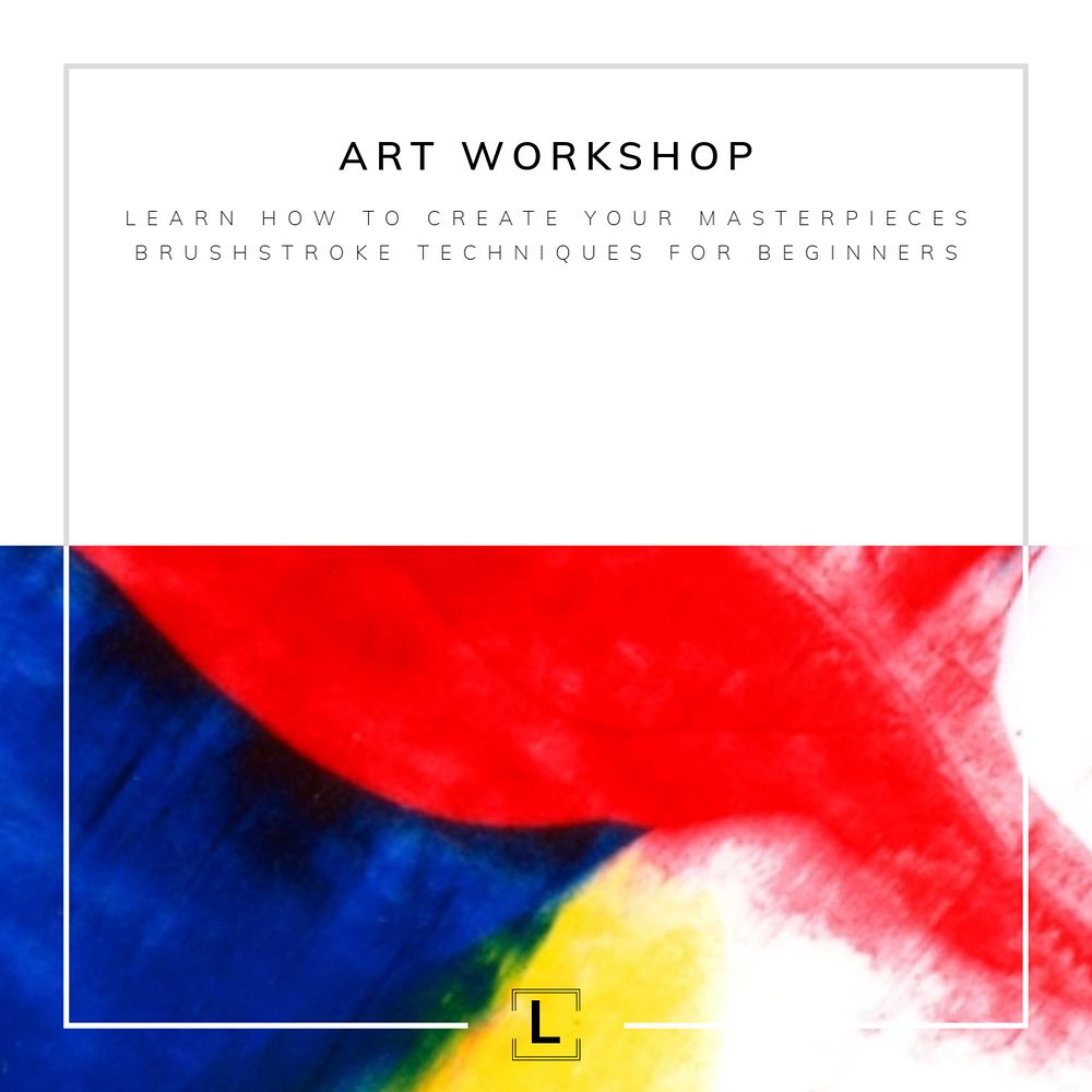 Brushstroke texture Instagram post template, editable art workshop design