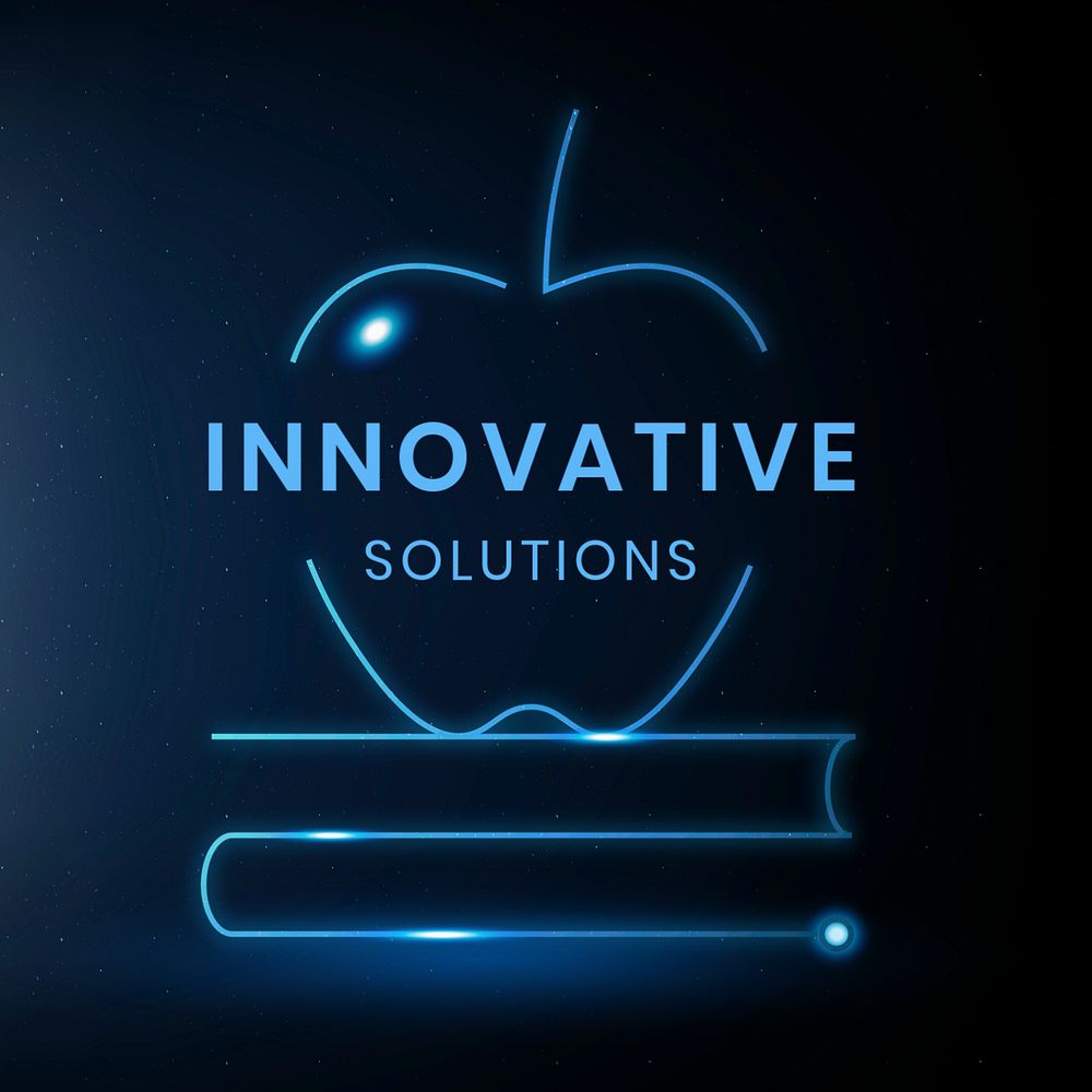 Education technology logo template, editable gradient blue apple design