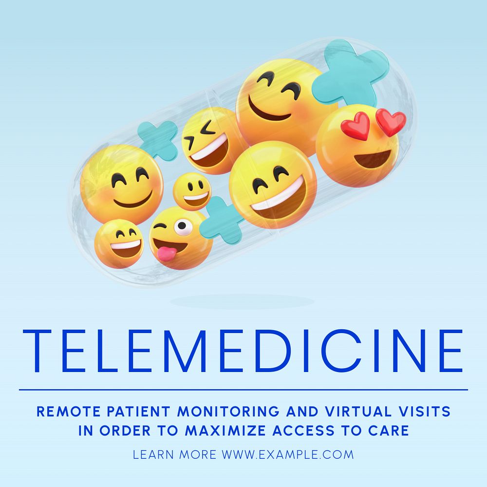 Telemedicine 3D Instagram post template, editable design