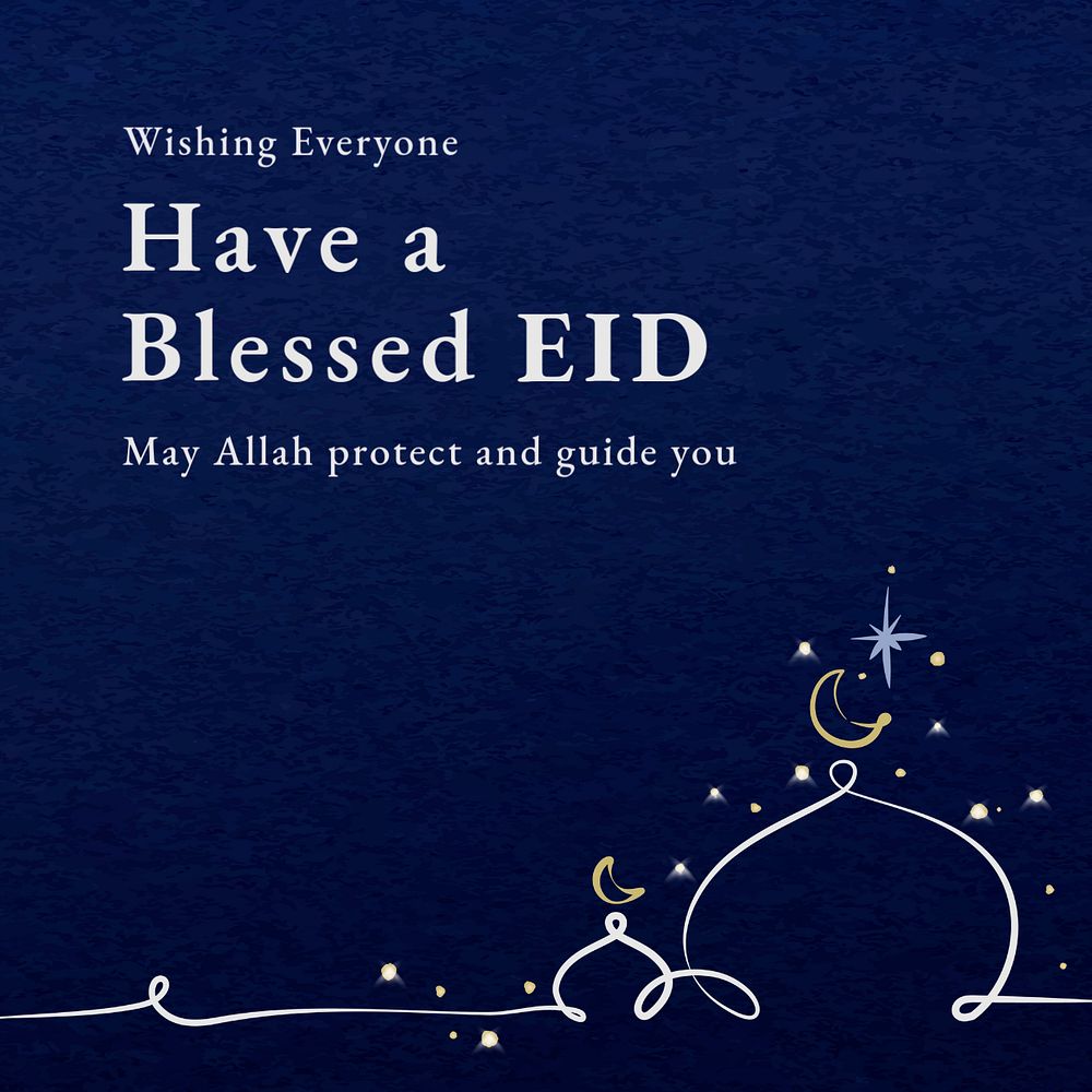 Blessed Eid Facebook post template, editable Islamic design for social media