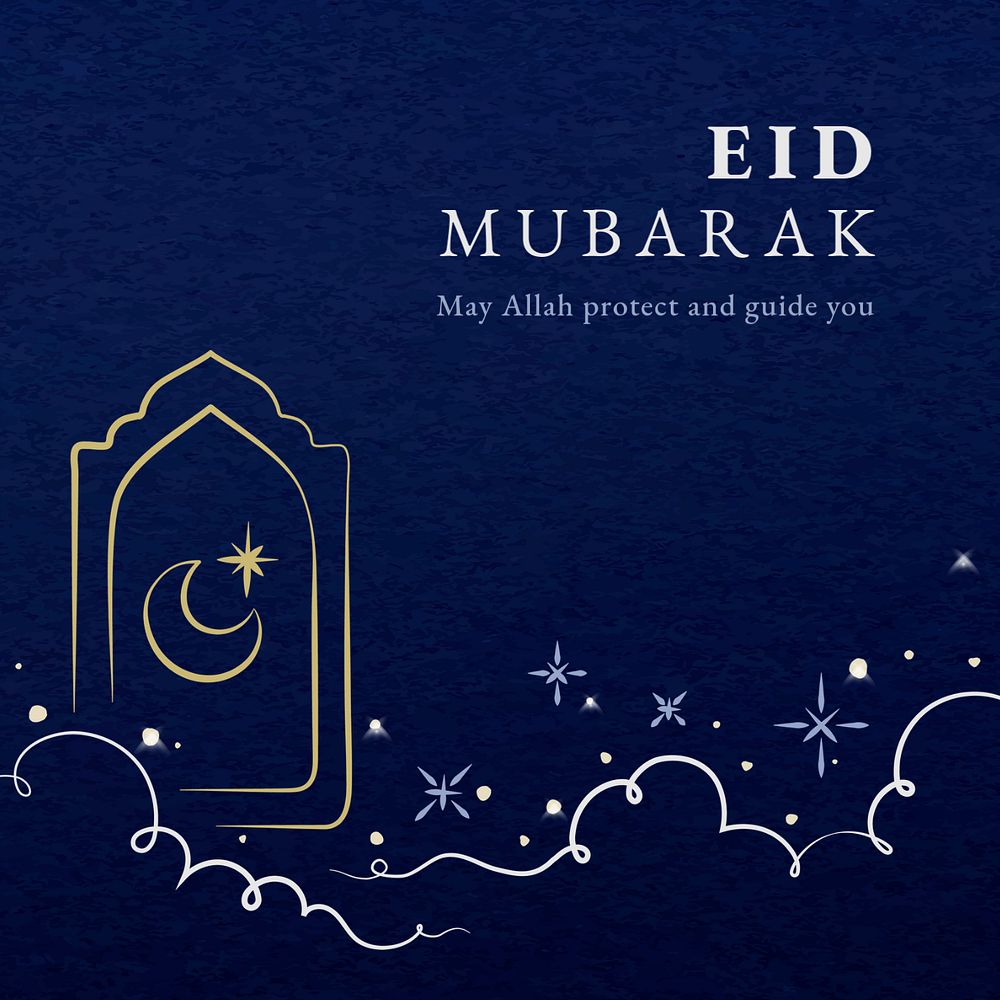 Eid Mubarak Facebook post template, editable Islamic design for social media