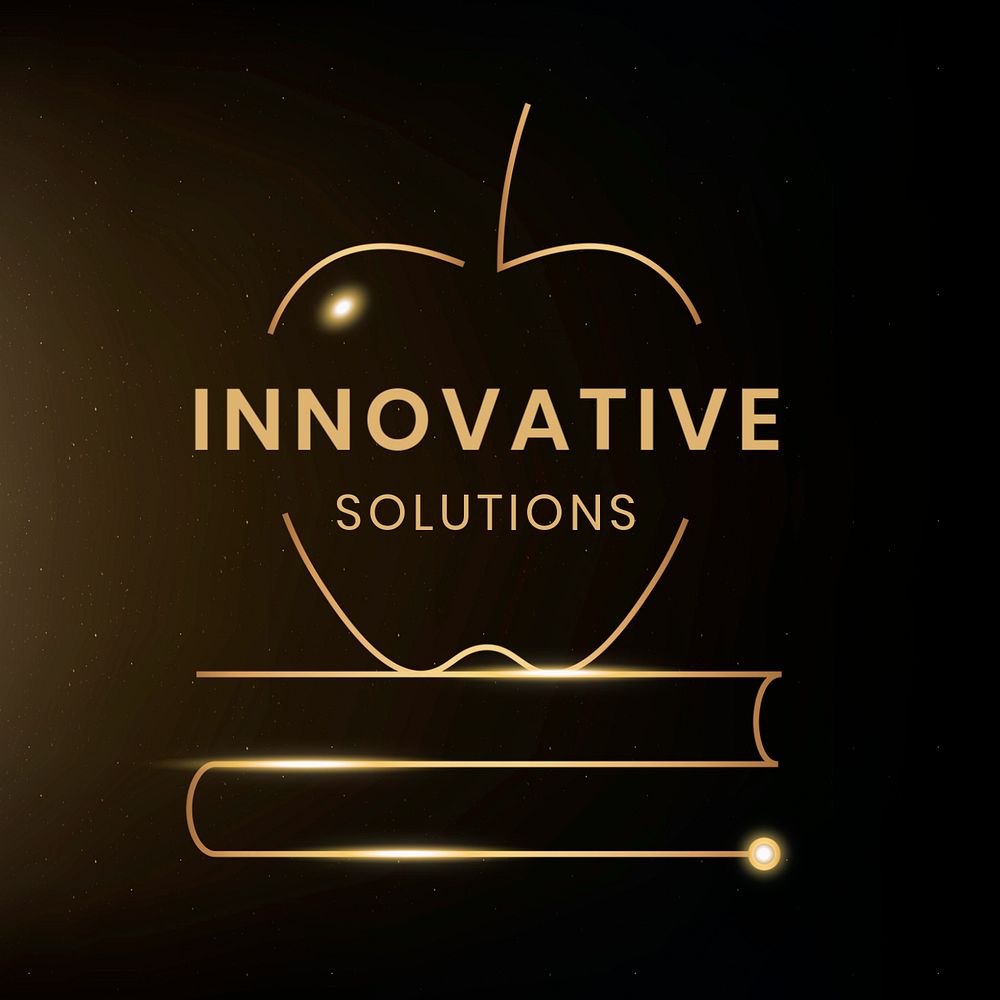 Education logo template, editable gold apple design