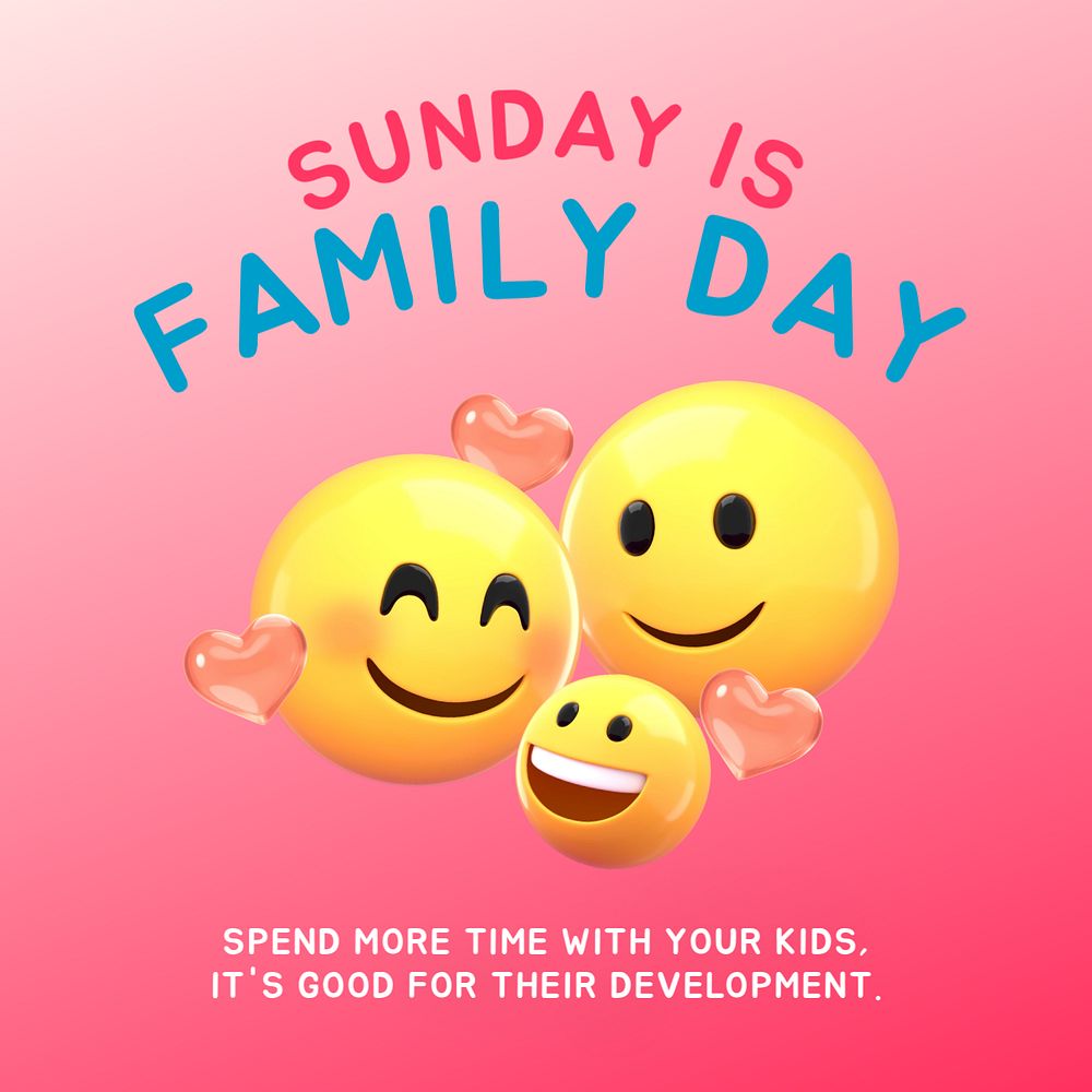 Family day Instagram post template, editable design