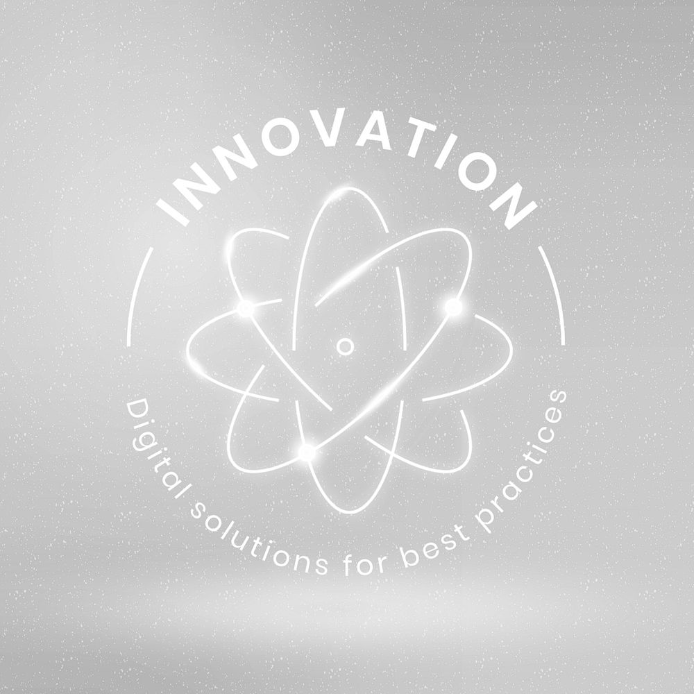 Science education logo template, editable atomic design