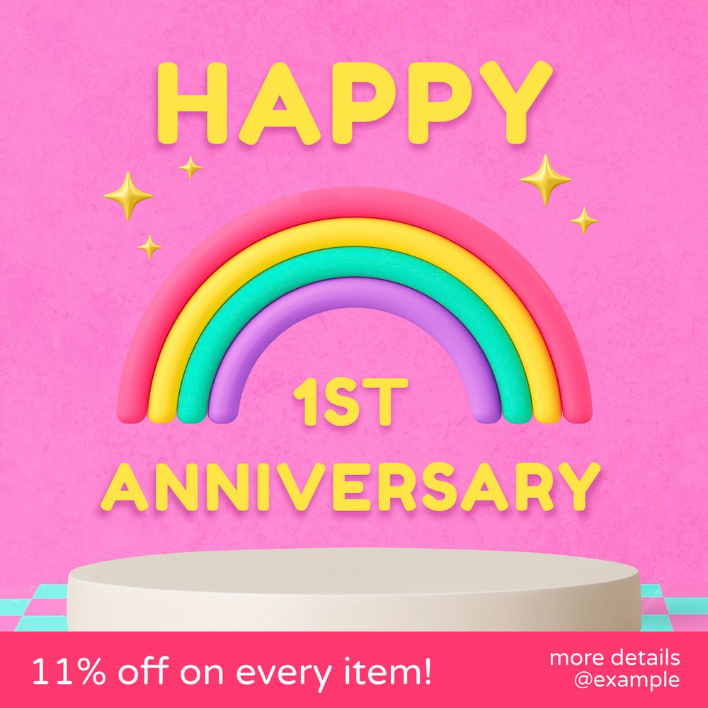 Happy anniversary Instagram post template, editable design