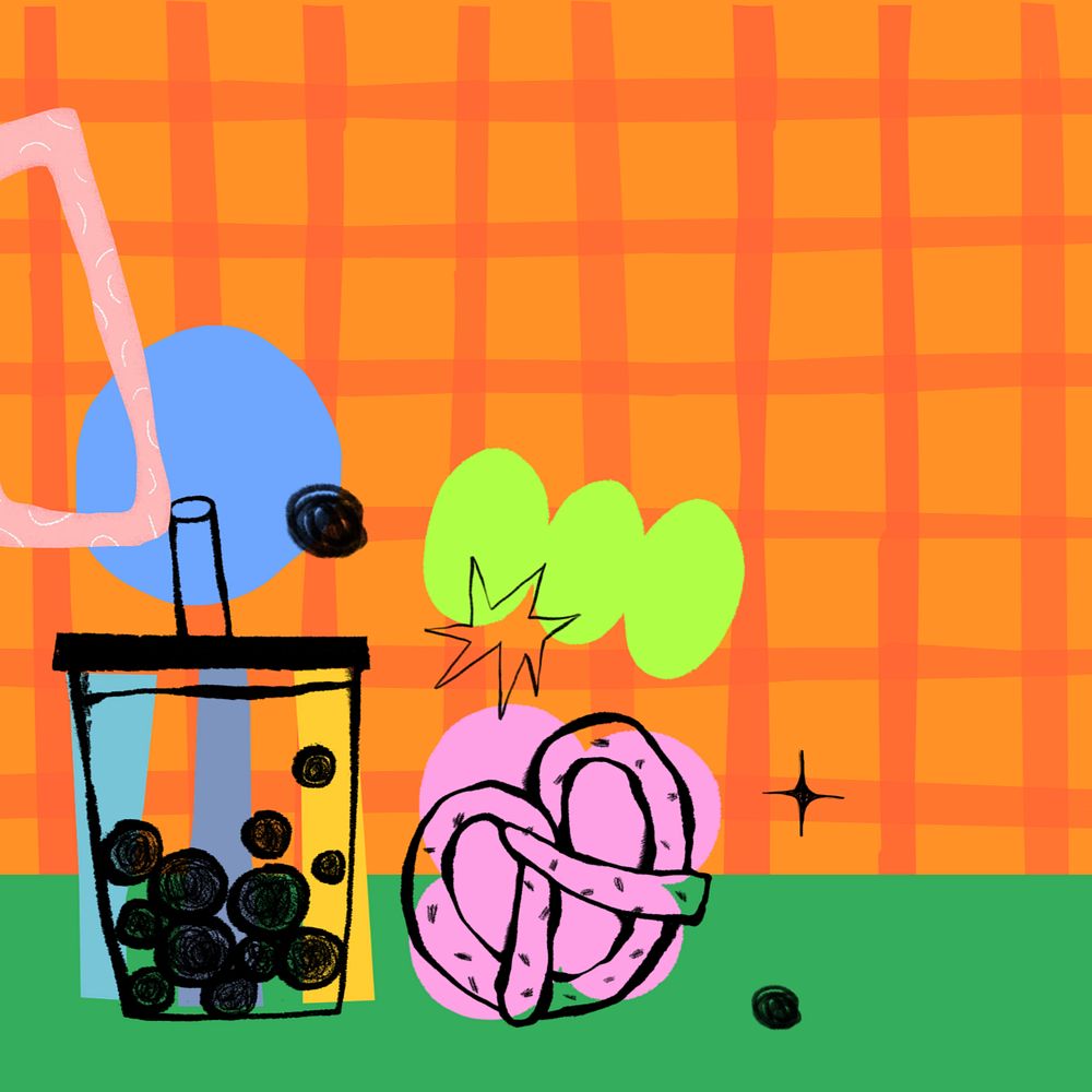 Bubble tea doodle background, editable design