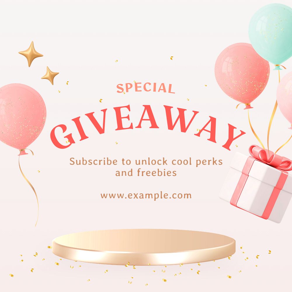 Special giveaway Instagram post template, editable design