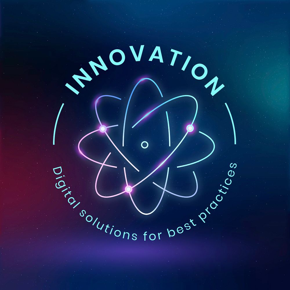 Innovation education logo template, editable atom science design