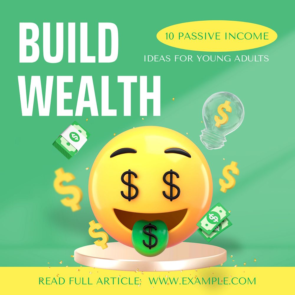 Build wealth Instagram post template, editable design