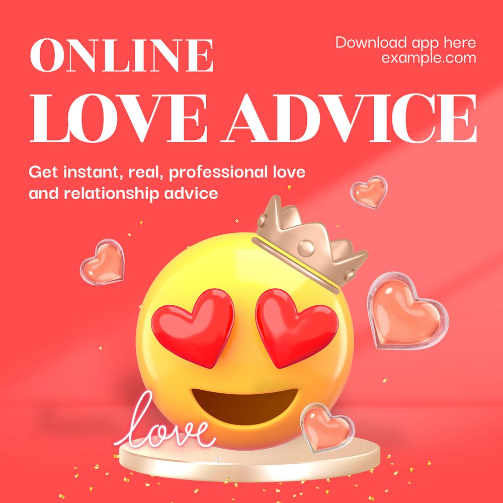 Love advice Instagram post template, editable design