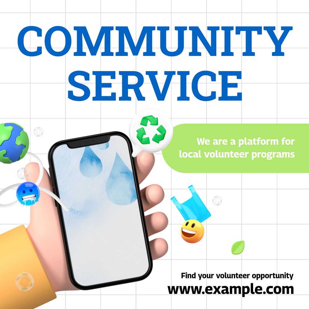 Community service Instagram post template, editable design