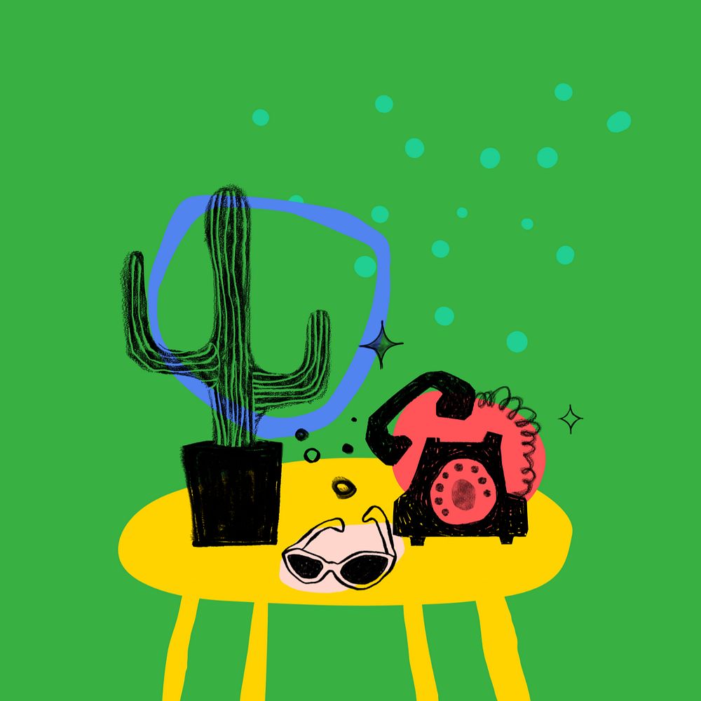 Cute cactus doodle background, editable design