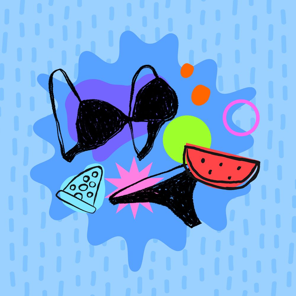 Summer bikini doodle background, editable design