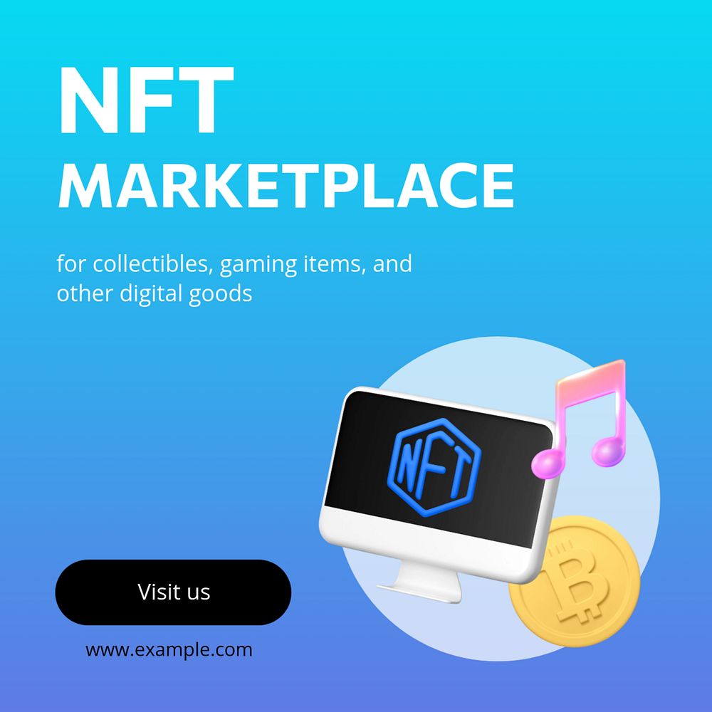 NFT marketplace Instagram post template, editable design