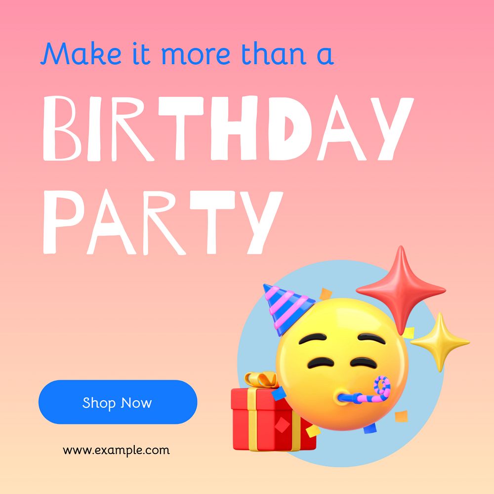 Birthday party Instagram post template, editable design