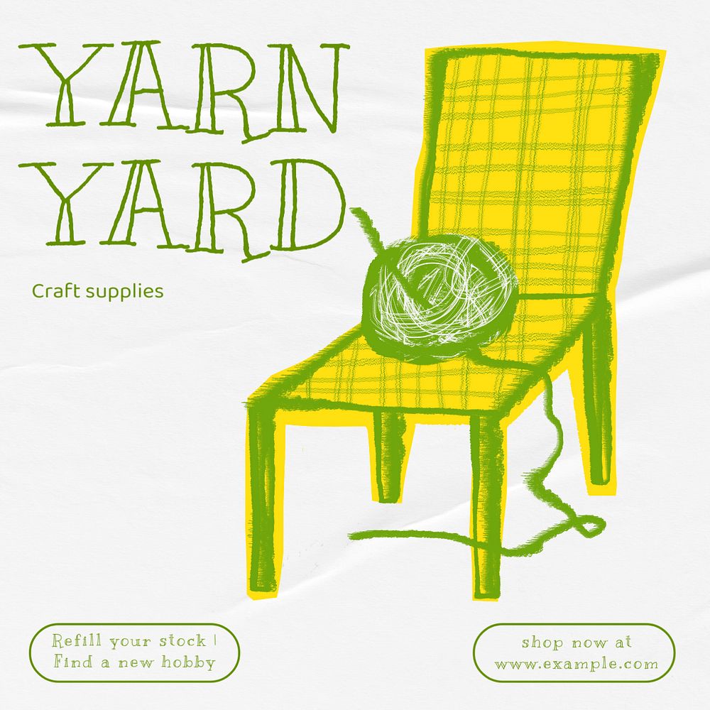 Yarn yard Instagram post template, editable design