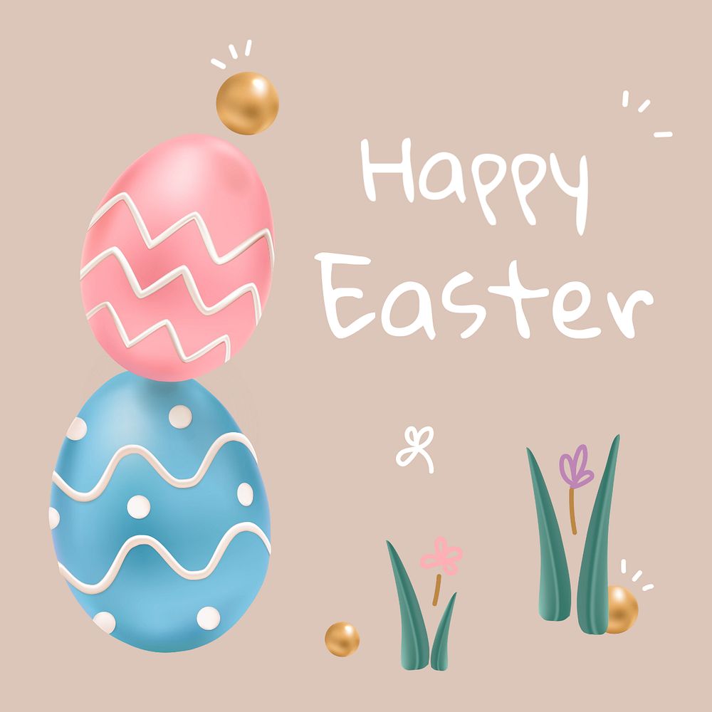 Happy Easter Instagram post template, editable text & design