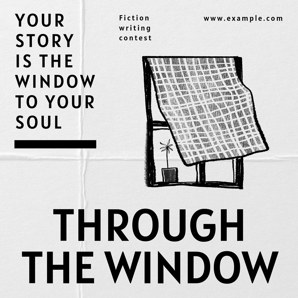 Window doodle Instagram post template, editable design