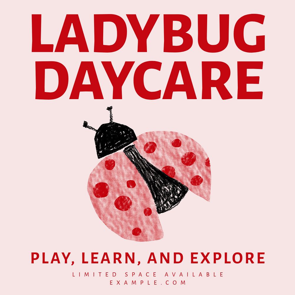 Ladybug daycare Instagram post template, editable design