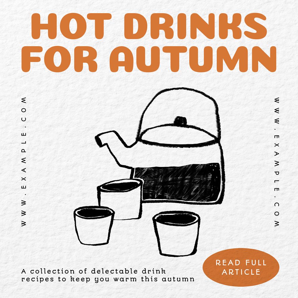 Autumn drinks Instagram post template, editable design