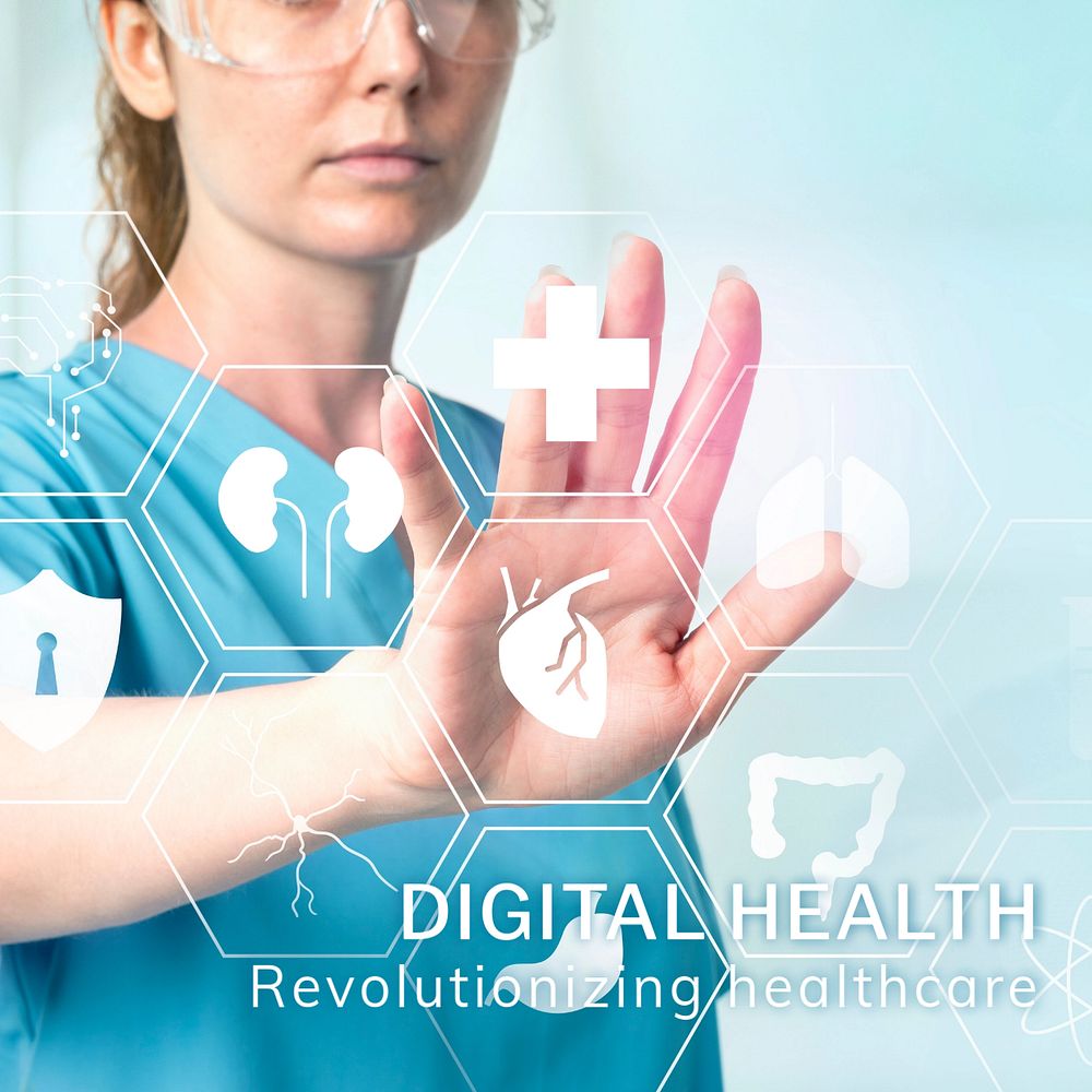 Digital health Instagram post template, editable medical technology design