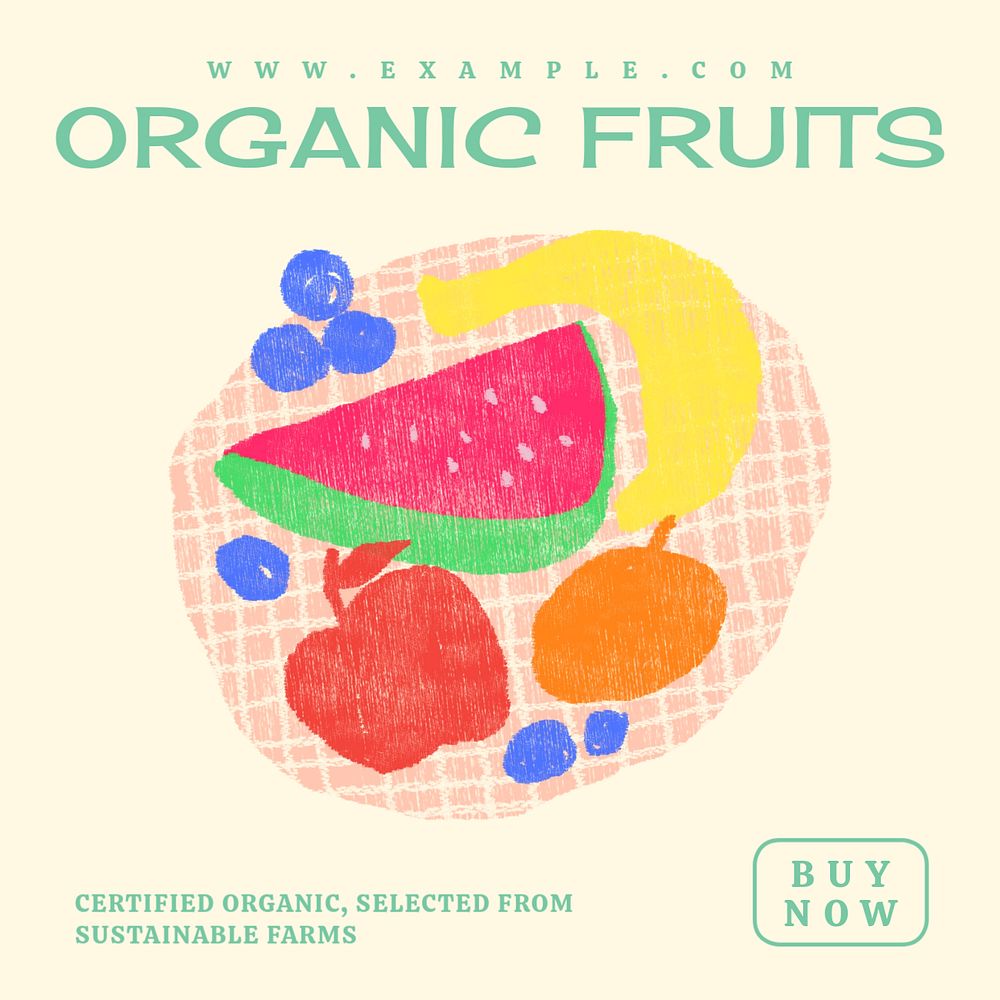 Colorful fruits Instagram post template, editable design