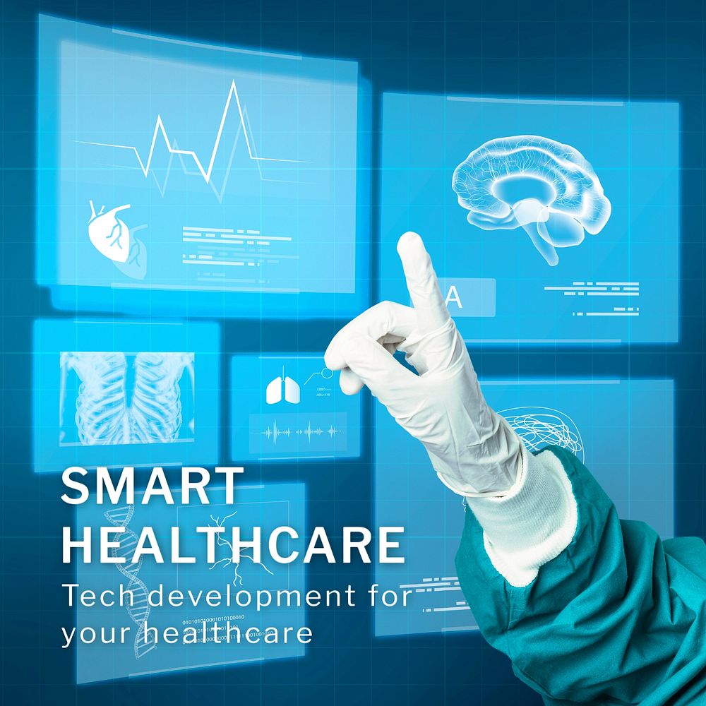 Smart healthcare Facebook post template, editable medical technology design