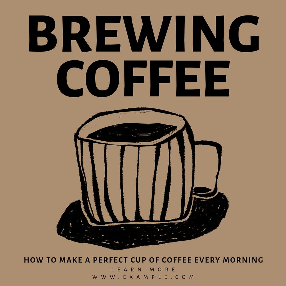 Brewing coffee Instagram post template, editable design