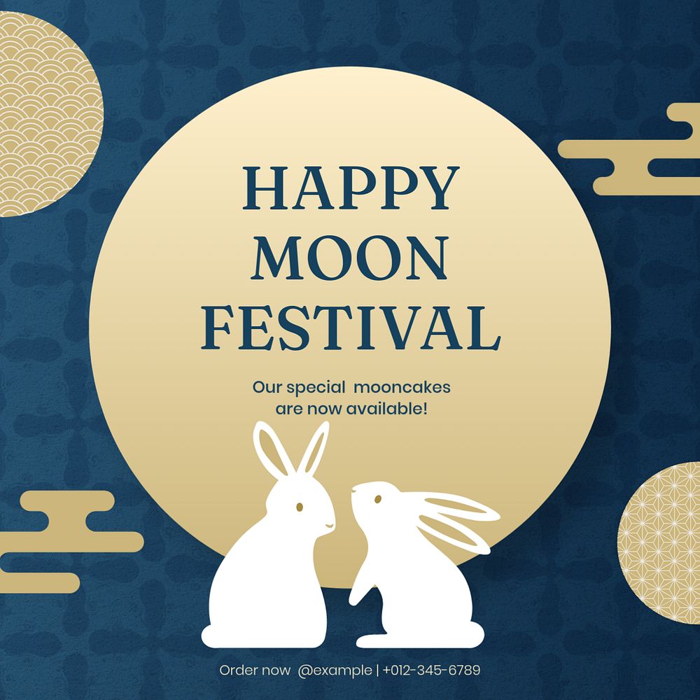 Moon festival Instagram post template, editable design