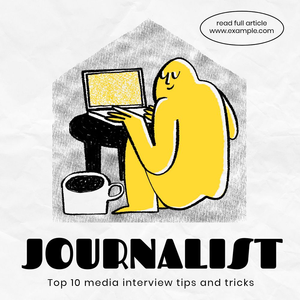 Journalist doodle Instagram post template, editable design