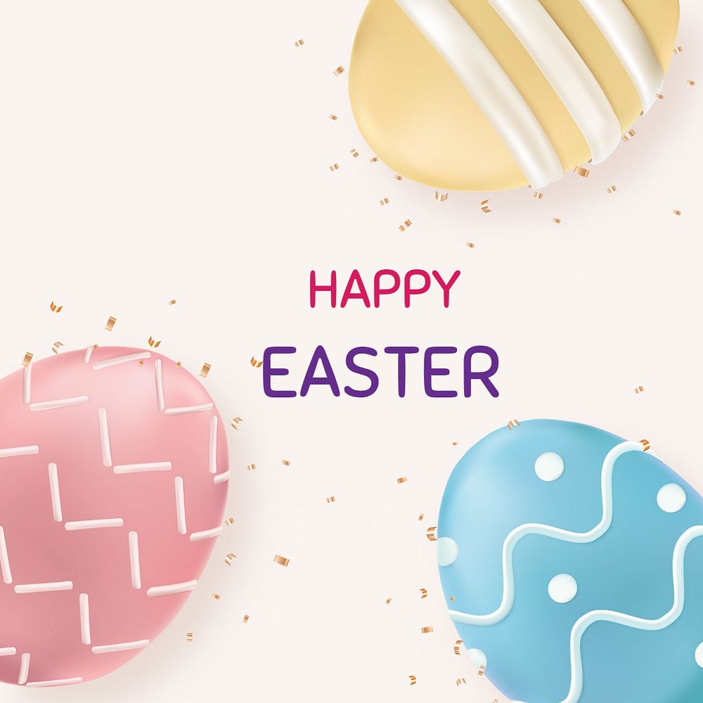 Happy Easter Instagram post template, editable text & design