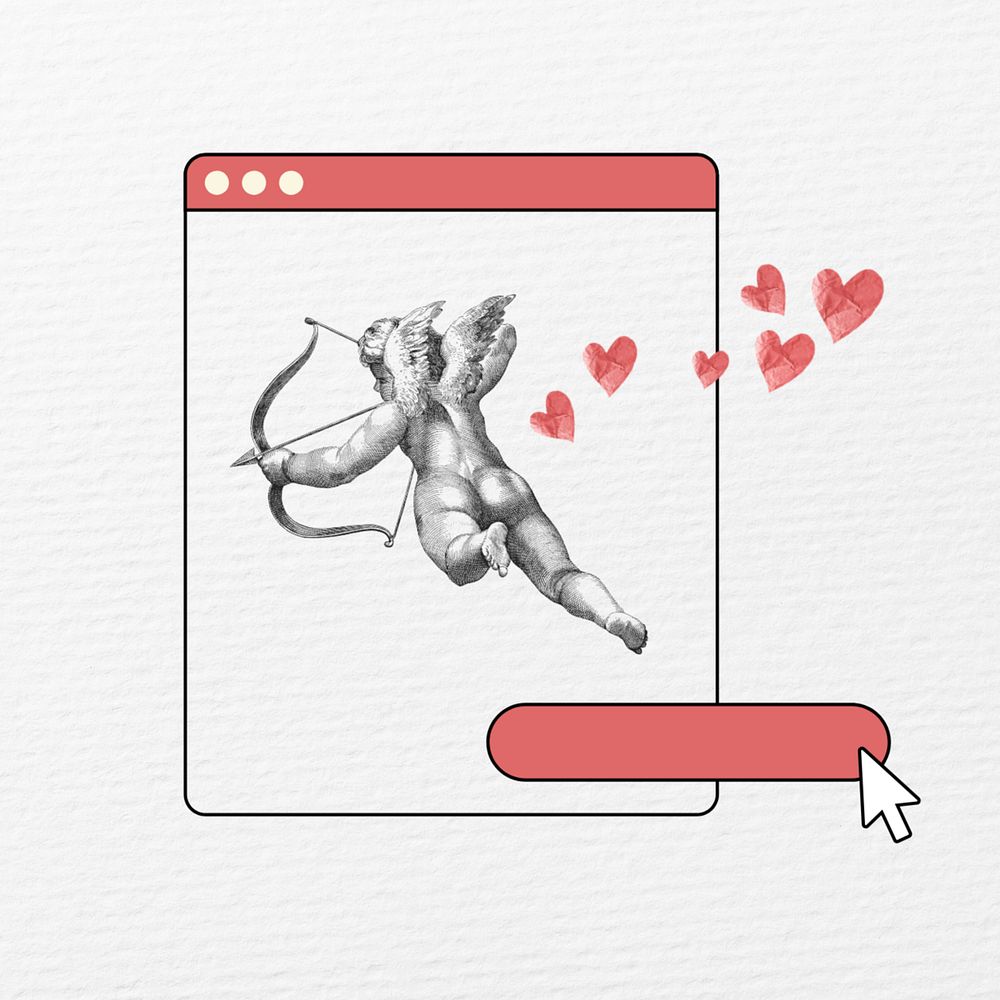 Vintage Valentine's cupid, cute love illustration, editable design