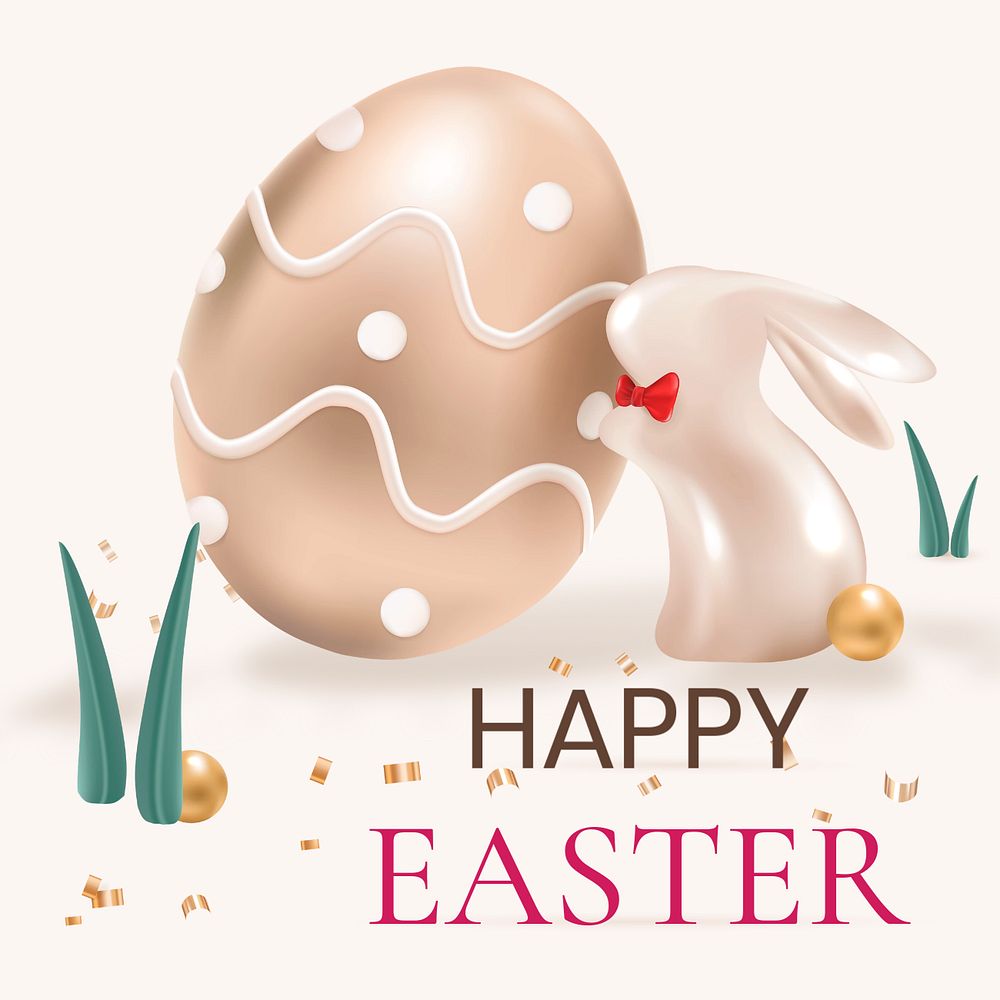 Happy Easter Instagram post template, editable text & design