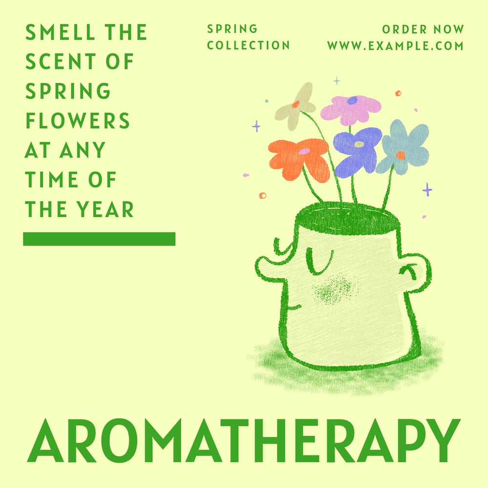 Aromatherapy doodle Instagram post template, editable design