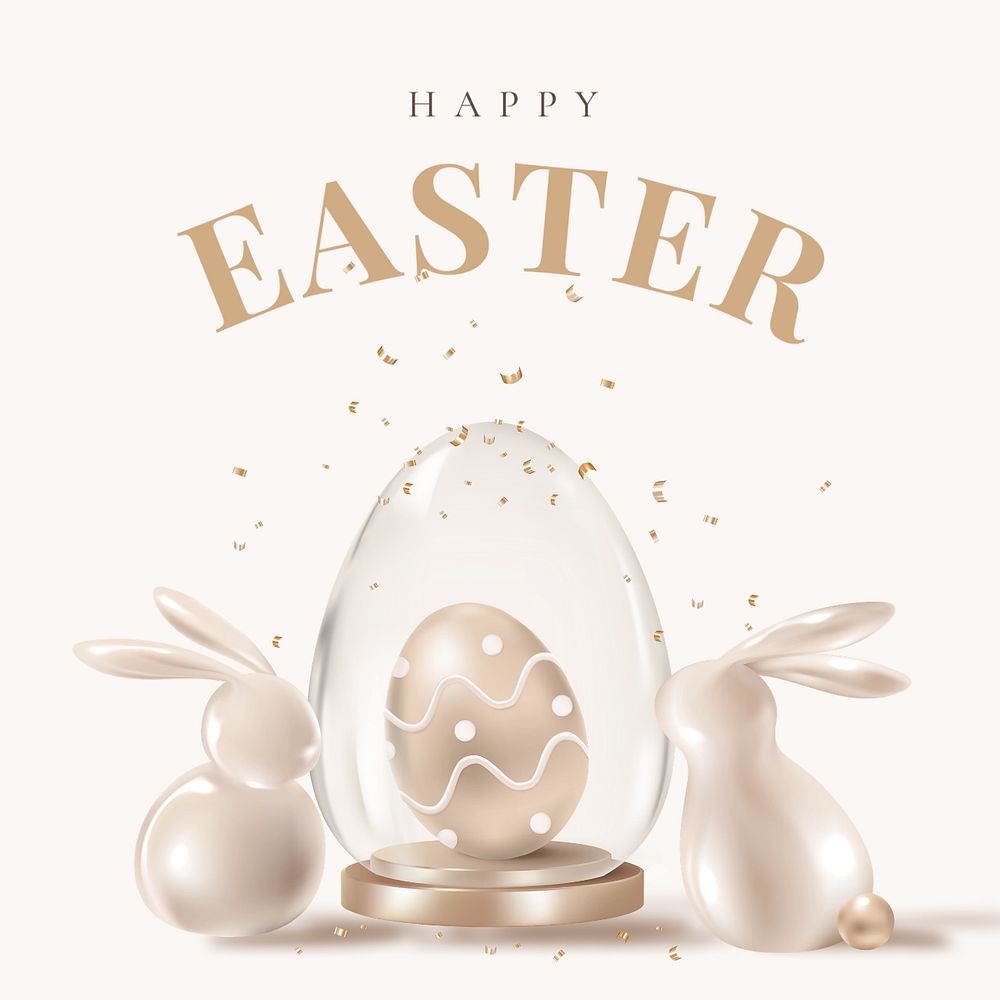 Happy Easter Instagram post template, editable text & design