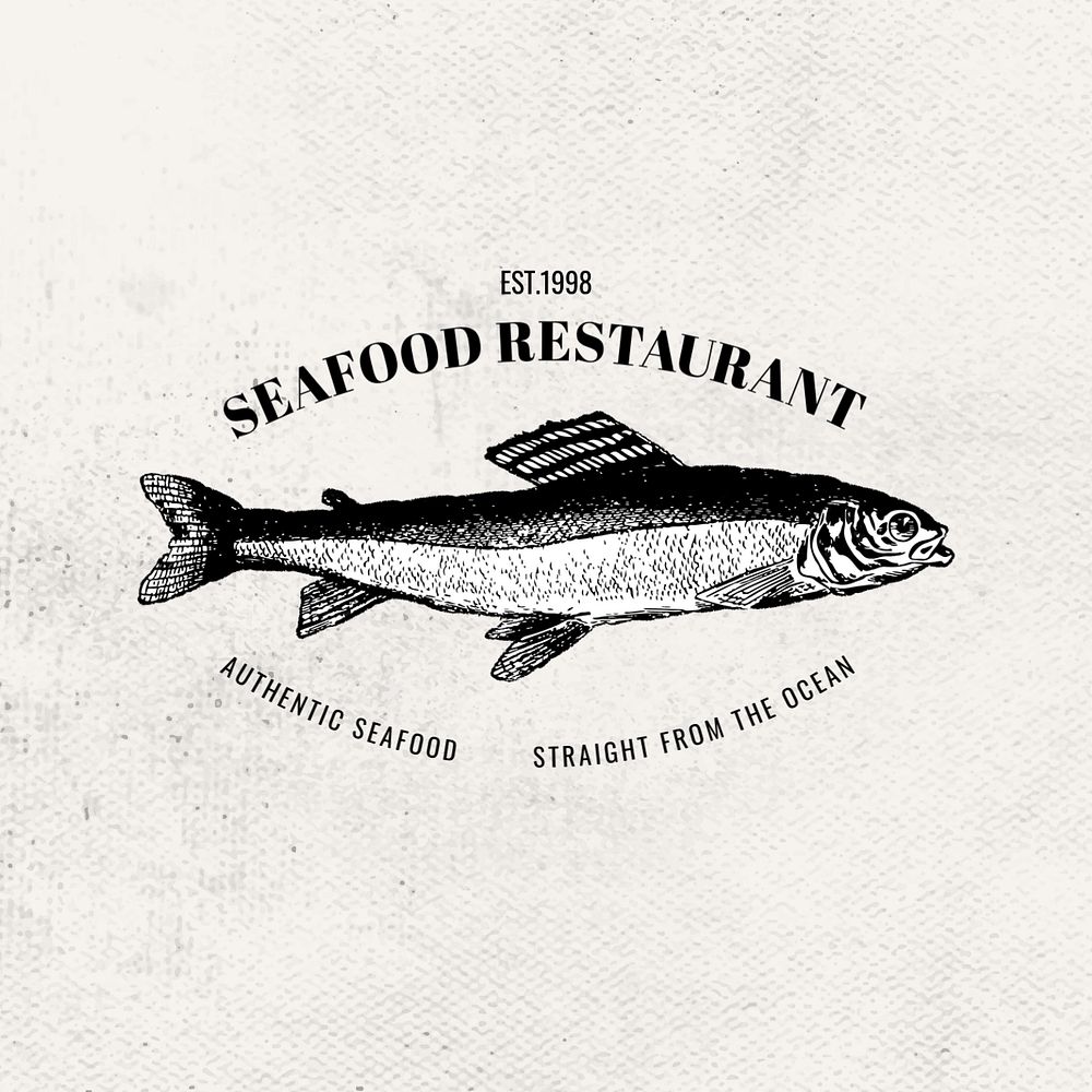 Vintage seafood restaurant logo template, editable business badge