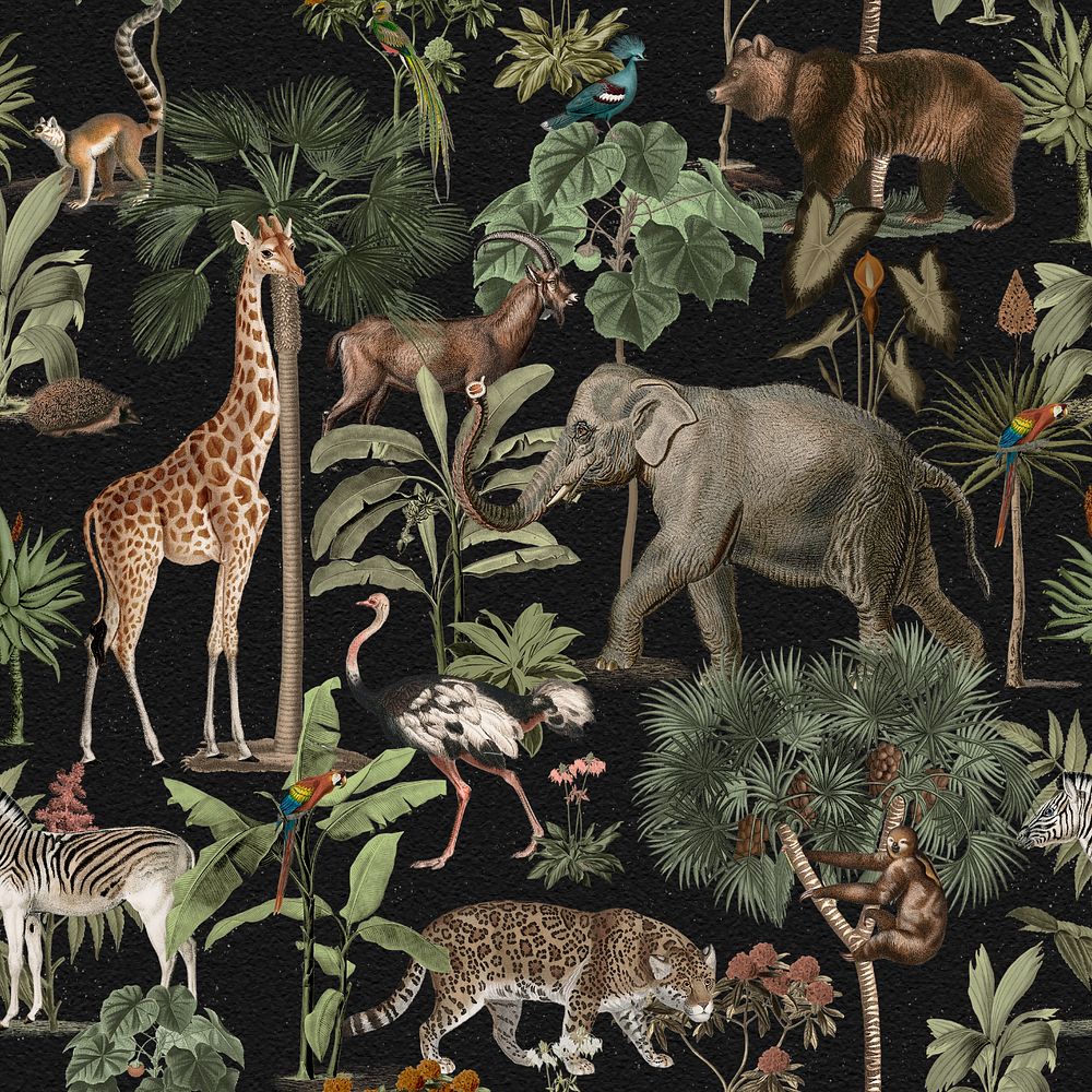 Wild animal pattern background, editable design