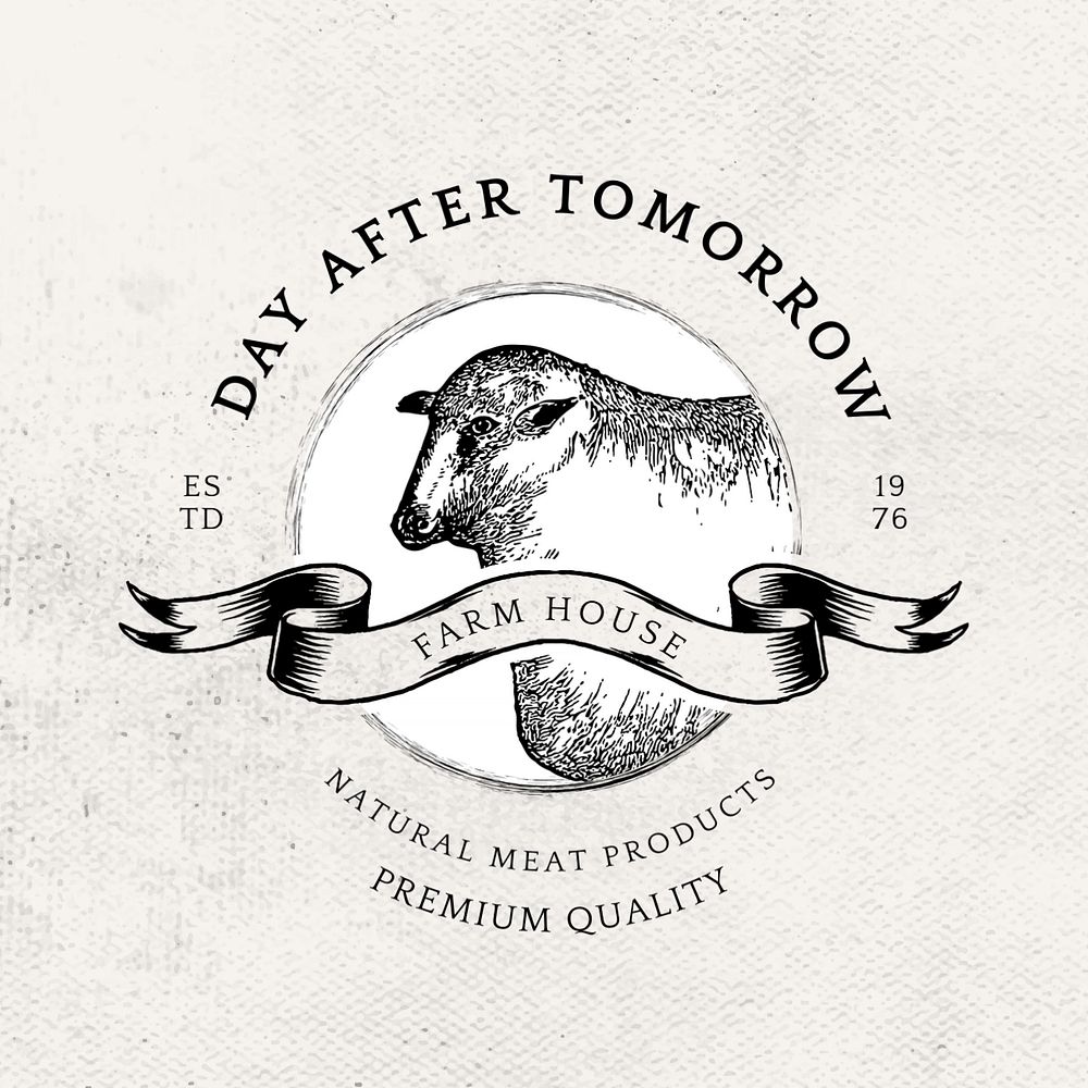 Vintage butcher shop logo template, editable business badge 