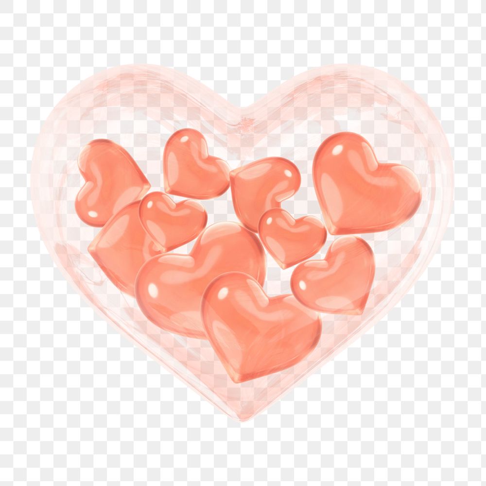 3D crystal hearts sticker, Valentine's celebration graphic, editable design