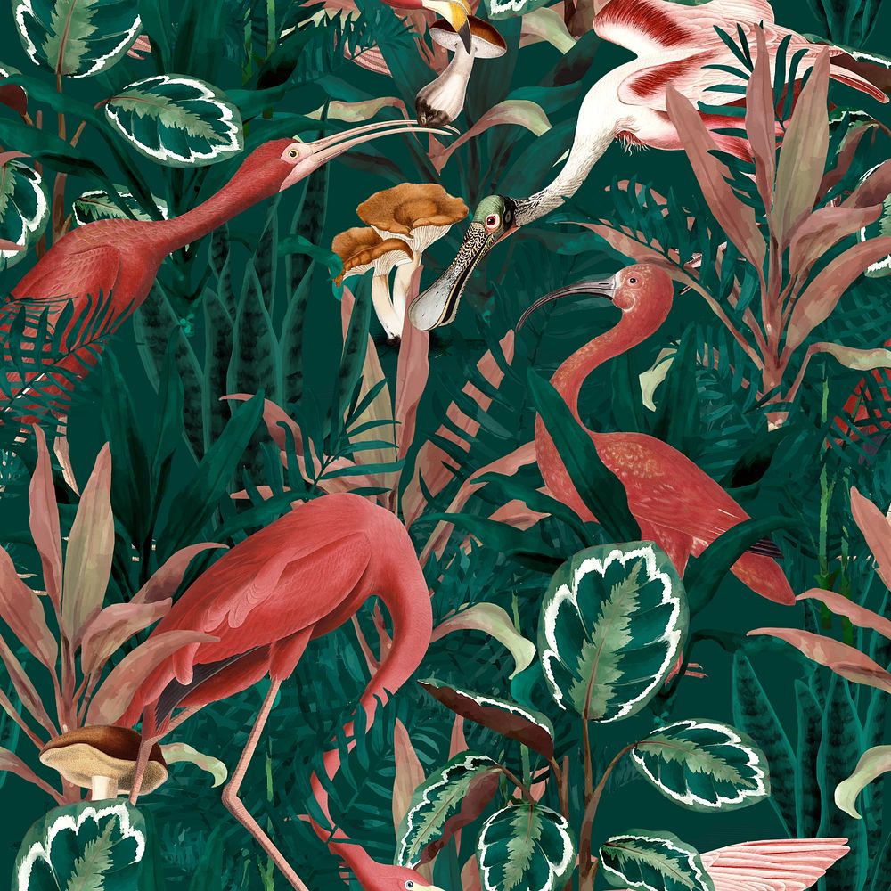 Tropical flamingo pattern background, editable design