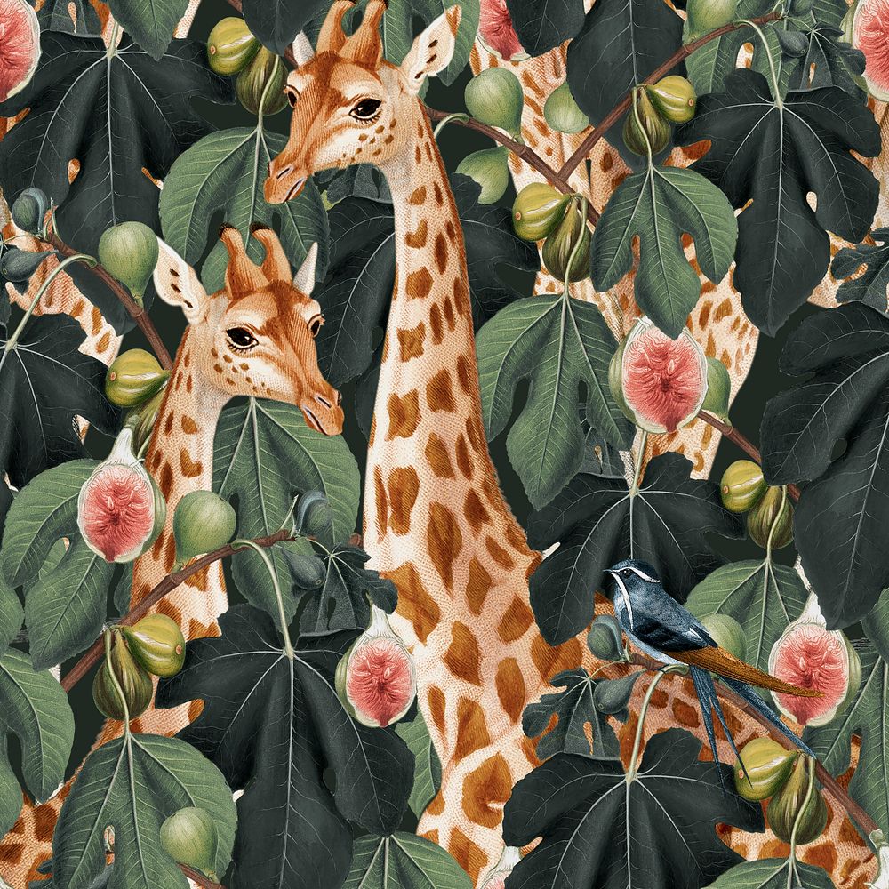 Vintage giraffe pattern background, editable design