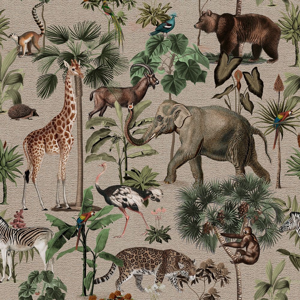 Wild animal pattern background, editable design