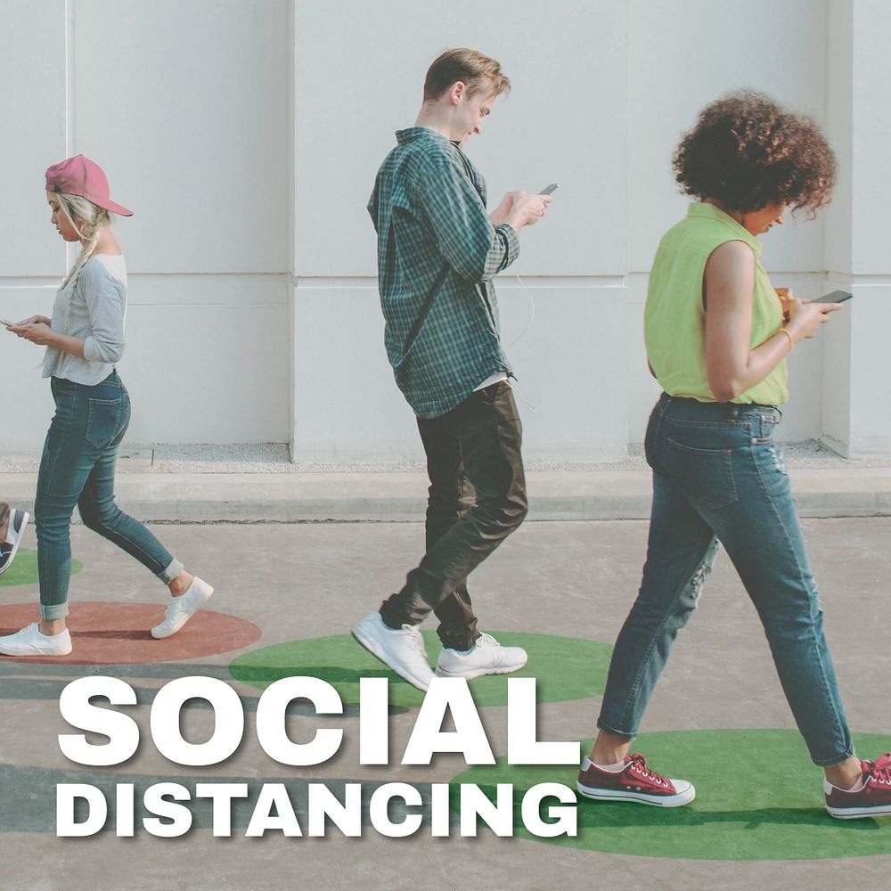 Social distancing Instagram post template, editable design