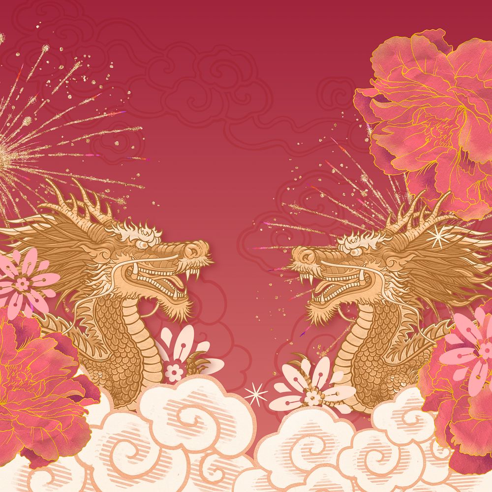 Festive Chinese dragon background, New Year celebration, editable design